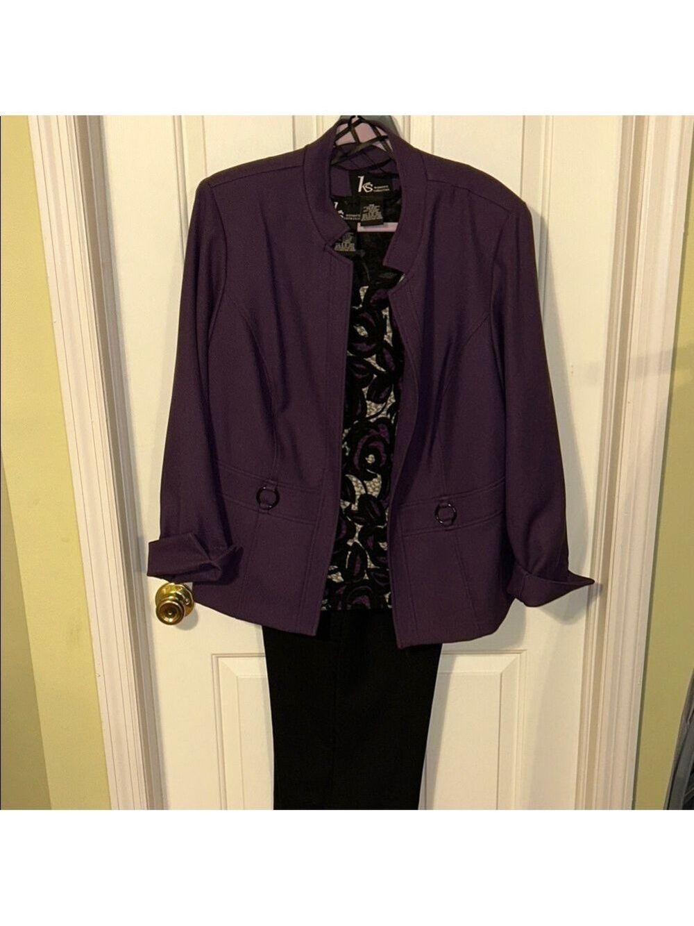 KS women’s collection Purple and black pants suit. Size 18W.